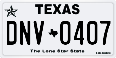 TX license plate DNV0407