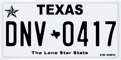 TX license plate DNV0417