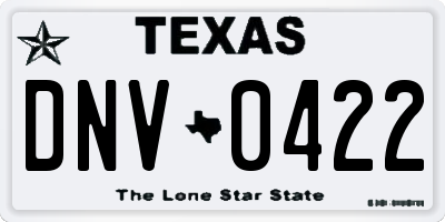 TX license plate DNV0422