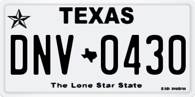 TX license plate DNV0430