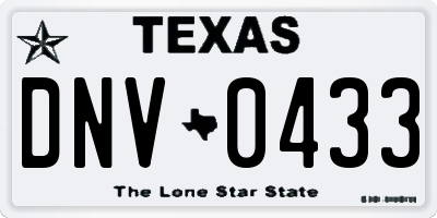TX license plate DNV0433
