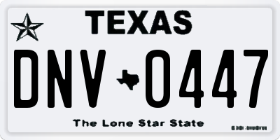 TX license plate DNV0447