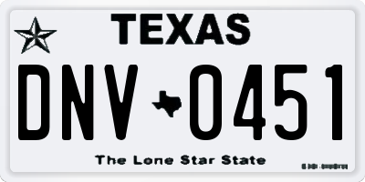 TX license plate DNV0451