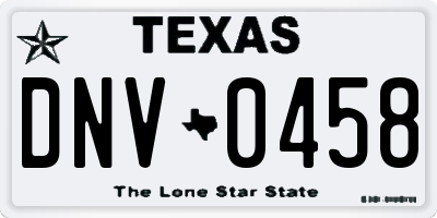 TX license plate DNV0458