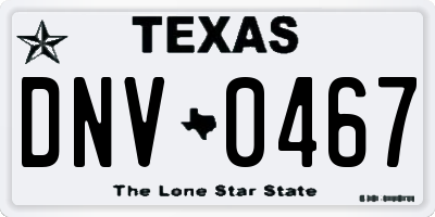 TX license plate DNV0467