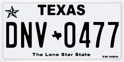TX license plate DNV0477