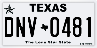 TX license plate DNV0481