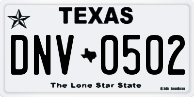 TX license plate DNV0502