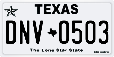 TX license plate DNV0503