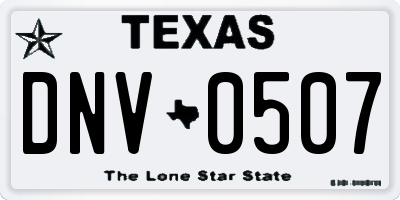 TX license plate DNV0507