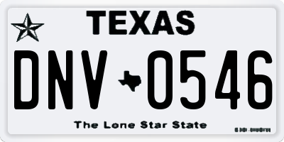 TX license plate DNV0546