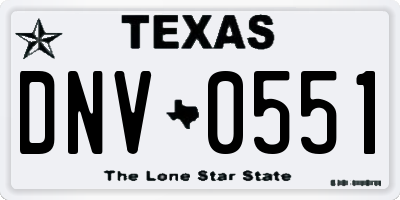 TX license plate DNV0551