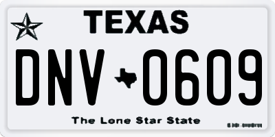 TX license plate DNV0609