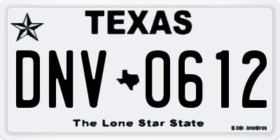 TX license plate DNV0612