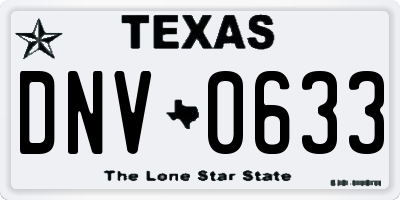 TX license plate DNV0633