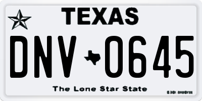 TX license plate DNV0645