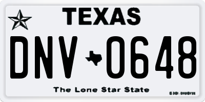 TX license plate DNV0648
