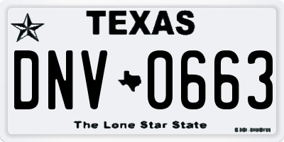 TX license plate DNV0663