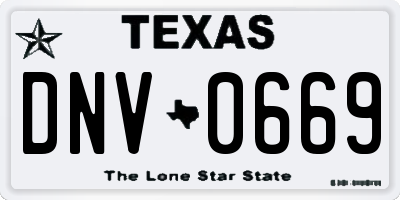 TX license plate DNV0669