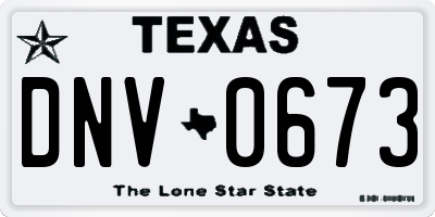 TX license plate DNV0673