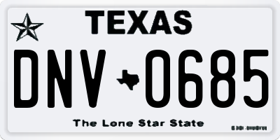 TX license plate DNV0685