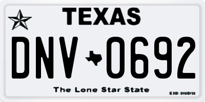 TX license plate DNV0692