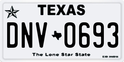 TX license plate DNV0693