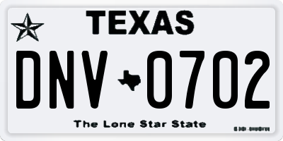 TX license plate DNV0702