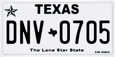 TX license plate DNV0705