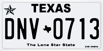 TX license plate DNV0713