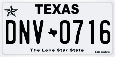 TX license plate DNV0716