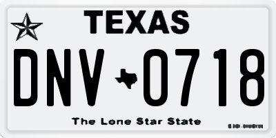 TX license plate DNV0718
