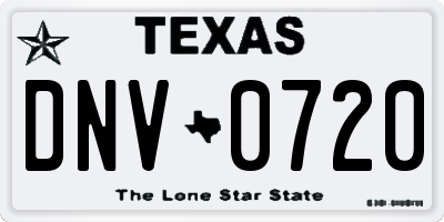 TX license plate DNV0720
