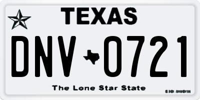 TX license plate DNV0721