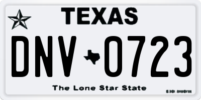 TX license plate DNV0723
