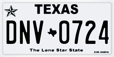 TX license plate DNV0724