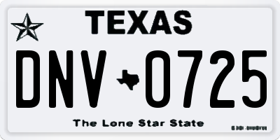 TX license plate DNV0725