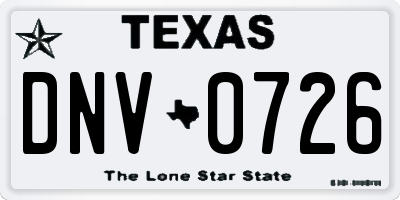 TX license plate DNV0726
