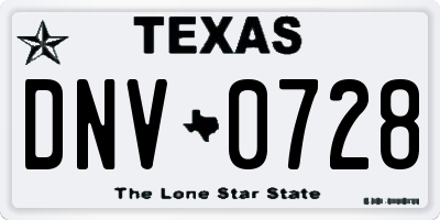TX license plate DNV0728