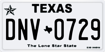 TX license plate DNV0729