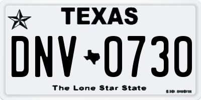 TX license plate DNV0730