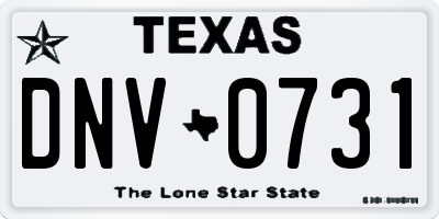 TX license plate DNV0731