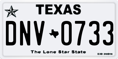 TX license plate DNV0733