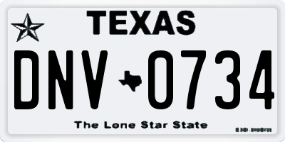 TX license plate DNV0734