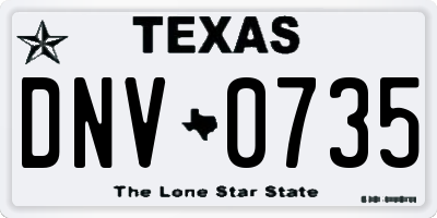 TX license plate DNV0735