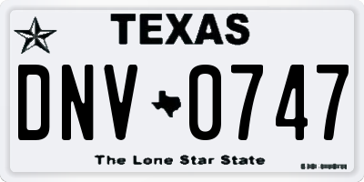 TX license plate DNV0747