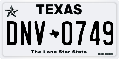 TX license plate DNV0749