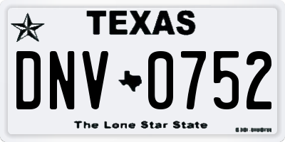 TX license plate DNV0752