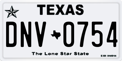 TX license plate DNV0754