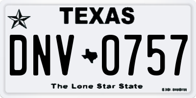 TX license plate DNV0757